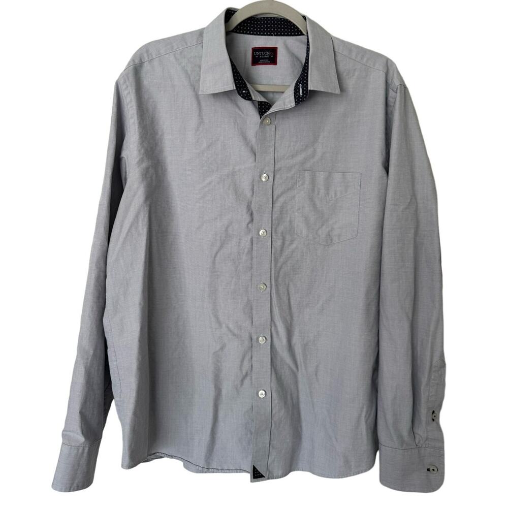 UNTUCKit Gray (see close up pic) Long Sleeve Button Down Shirt Size XL